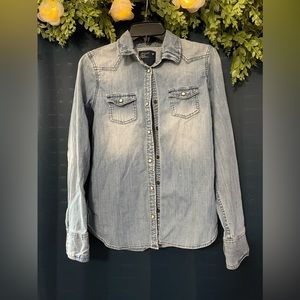 American eagle blue jean shirt